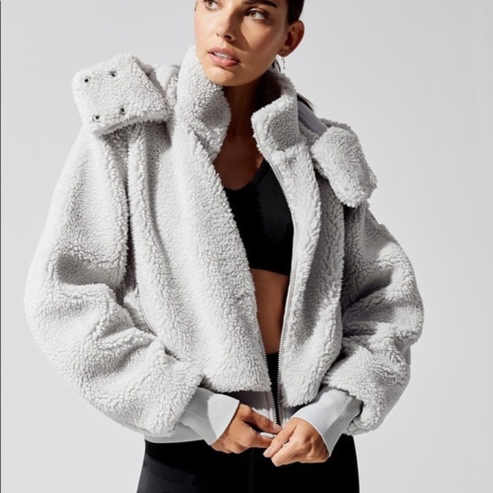 Alo Foxy Sherpa Hoodie - Dove Gray